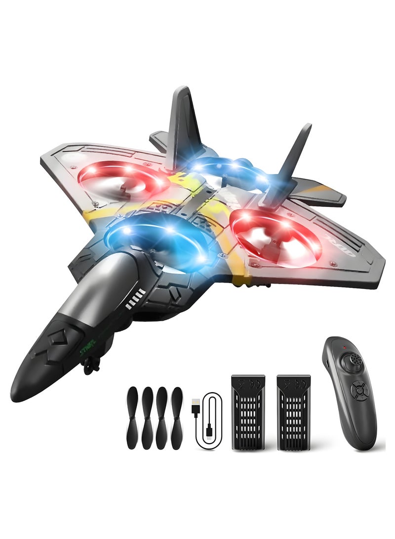 مساحة باردة طائرة  للتحكم عن بعد 2.4 جيجاهرتز للأطفال والبالغين، طائرة مقاتلة نفاثة مزودة بضوء، لعبة طائرة مقاتلة دوارة 360 درجة، استشعار الجاذبية، حركات بهلوانية، هدايا للأطفال والأولاد - Image 1